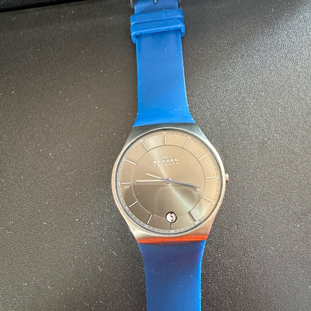 Skagen Blue Strap Watch with Silver Dial